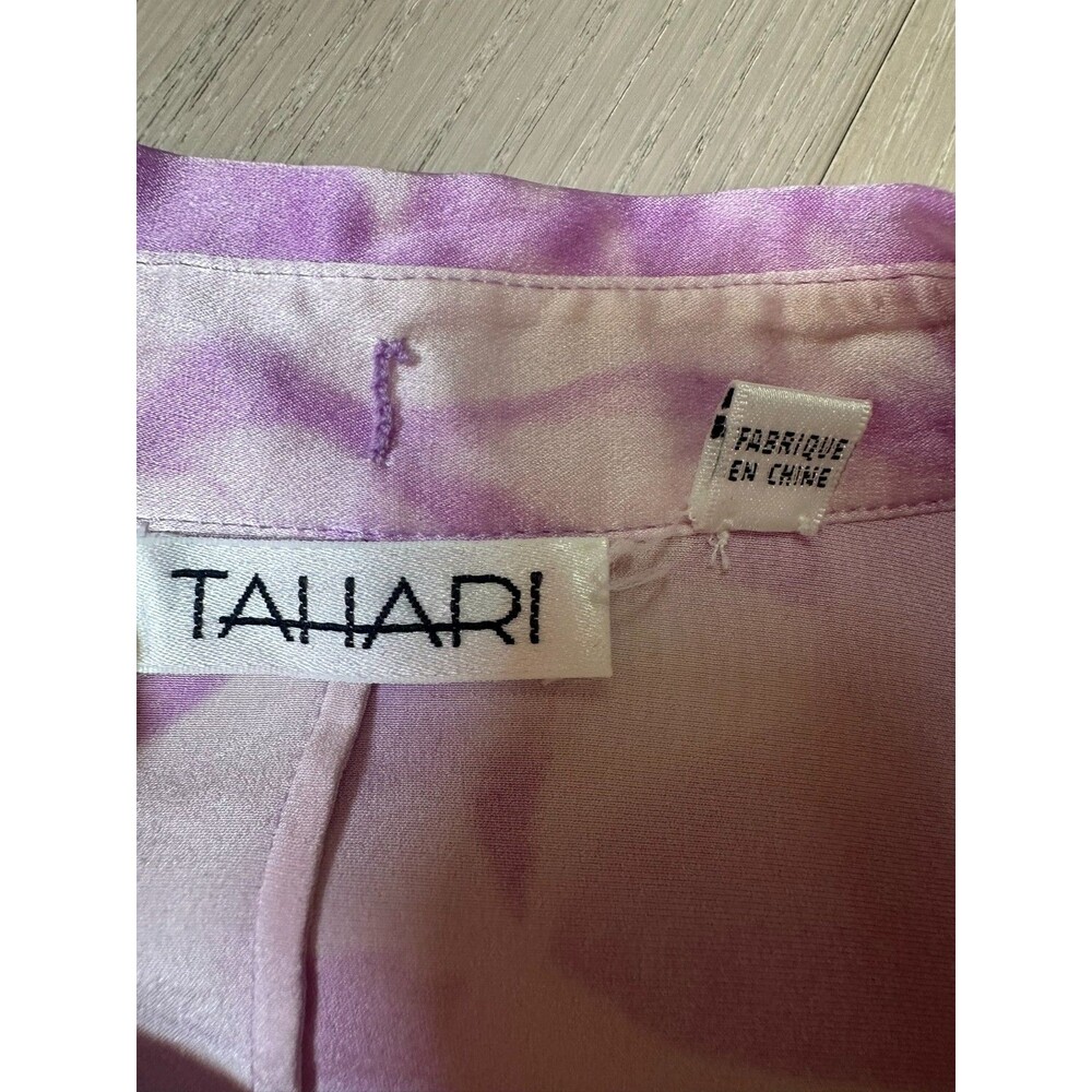 Tahari Silk Blouse Y2K Bell Sleeve Witchy Garden Fairy 90s Romcom Boho Floral S - Picture 7 of 9